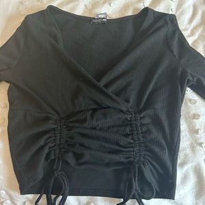 Fashion Nova tie v-neck long sleeve
